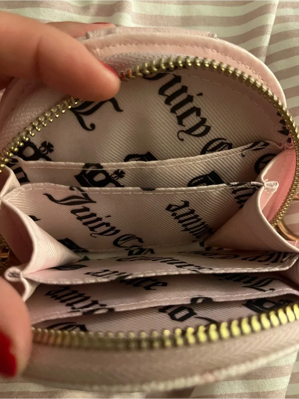 Juicy Couture Pale Pink Monogram Coin Wallet with Gold Logo